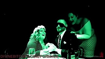 Two Stunning Curvy Women Dominate Their Submissive Partner With Toys And A Strapon