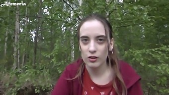 A Young Woman Gives Me A Handjob And Blowjob In A Public Forest Setting, Then Swallows My Cum