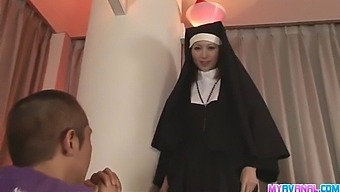 Japanese Milf Rika Sakurai Engages In Anal Sex With A Man Dressed As A Nun