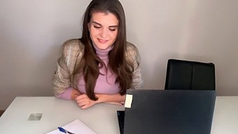 Seductive Stepmother Entices Stepson With Milky Breasts And Gives Him A Handjob In The Office