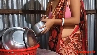 Indian Housewife'S Intimate Encounter In Rural Kitchen