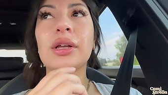 Amateur Latina Gives A Mind-Blowing Facial To Her Partner In Public