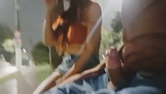 Exciting Handjob Encounter With A Sexy Woman By The Bus Stop!