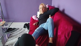 A Blonde Woman Receives Her Very First Foot Worship Experience