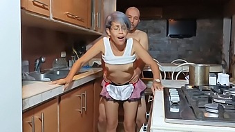 Intimate Encounter With Stepmom In Kitchen Amidst Father'S Presence