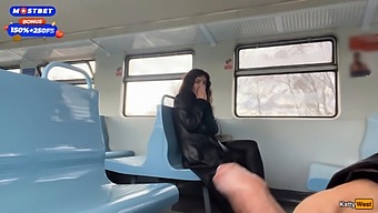 A Man Who Is A Stranger Helps Me To Climax On A Public Train And He Also Goes From One Carriage To Another With The Cum On His Face.